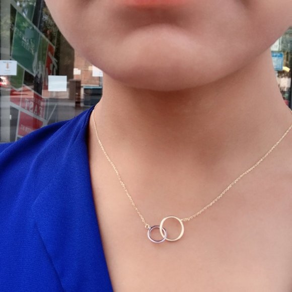 Soleil 14K Gold Layered Silver Circles Necklace - Picture 3 of 10